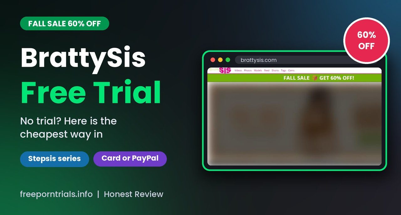 BrattySis Free Trial header showing the BrattySis homepage and current deal