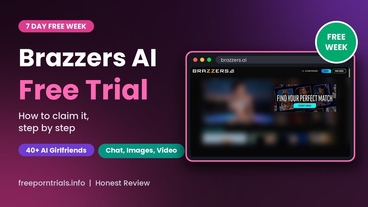 Brazzers AI Free Porn Trial header showing the Brazzers AI site and current offer