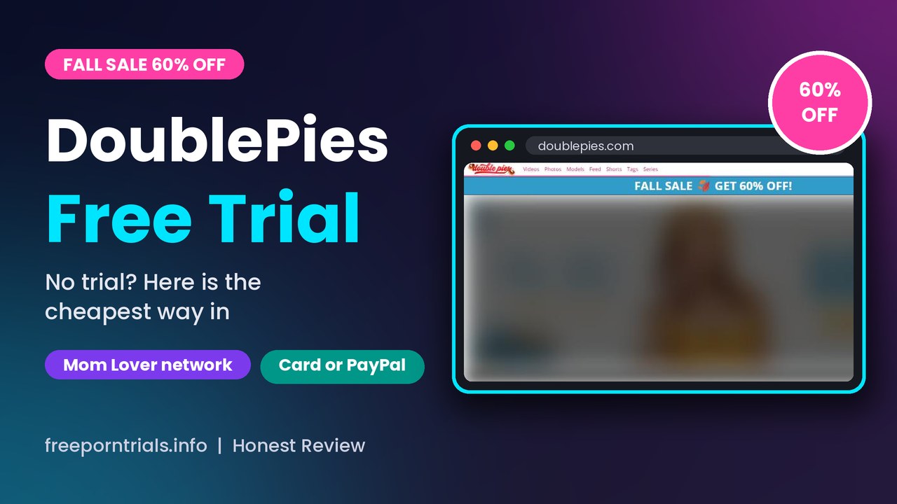 DoublePies DoublePies Free Porn Trial header showing the DoublePies site and current offer