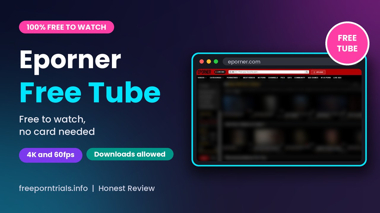 Eporner Free Porn Trial header showing the Eporner homepage