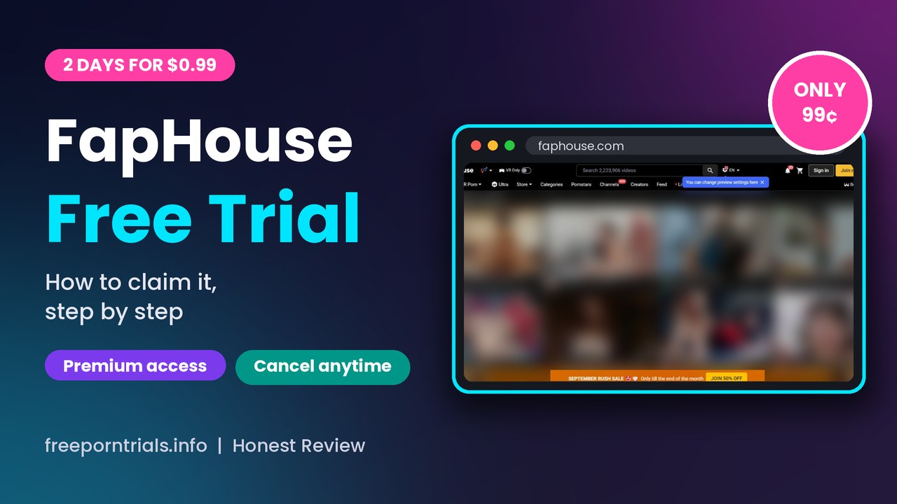 FapHouse Free Porn Trial header showing the FapHouse site and current offer