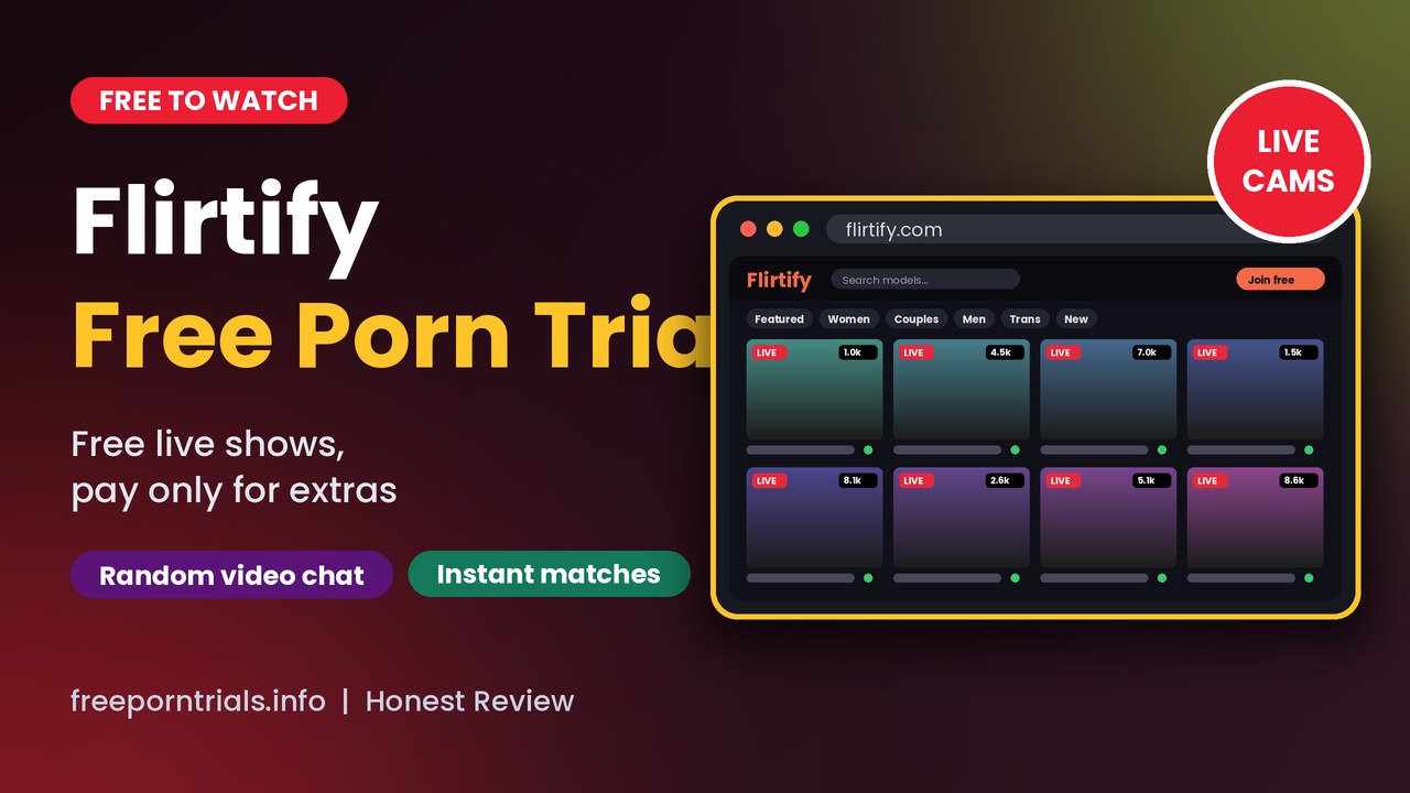 Flirtify Flirtify Free Porn Trial header showing the Flirtify live cam layout