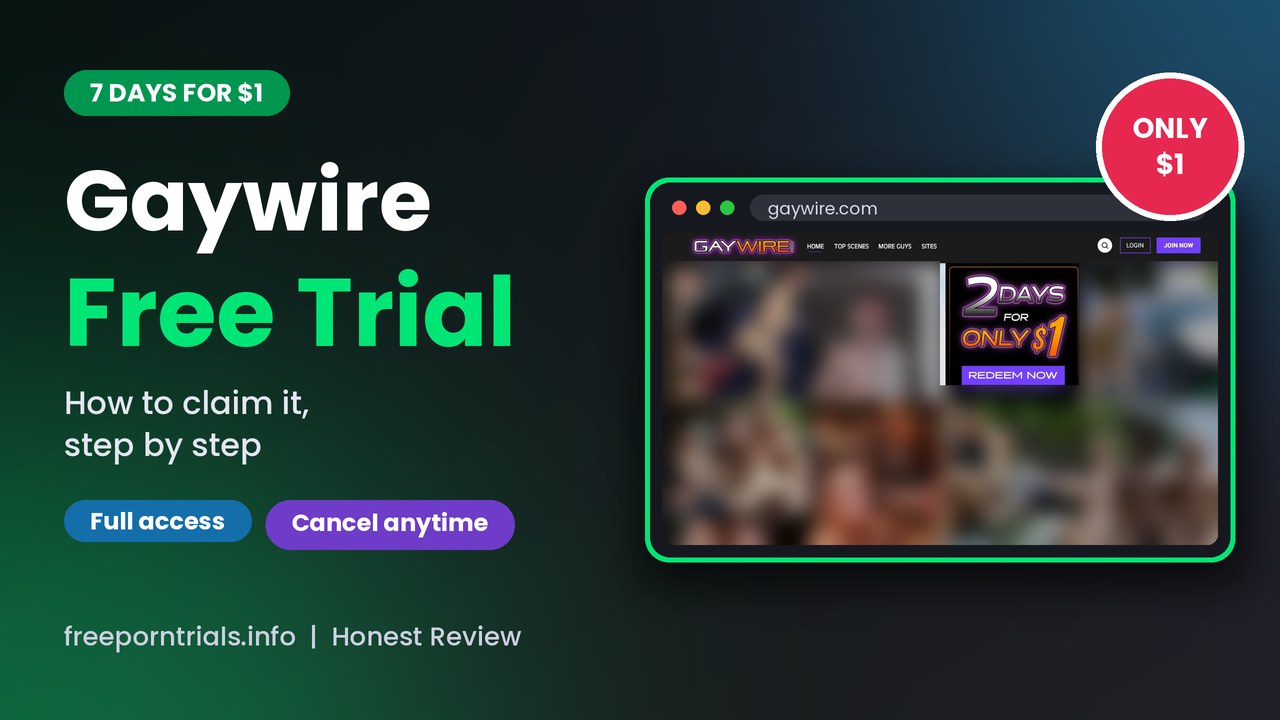 Gaywire Gaywire Free Porn Trial header showing the Gaywire site and current offer