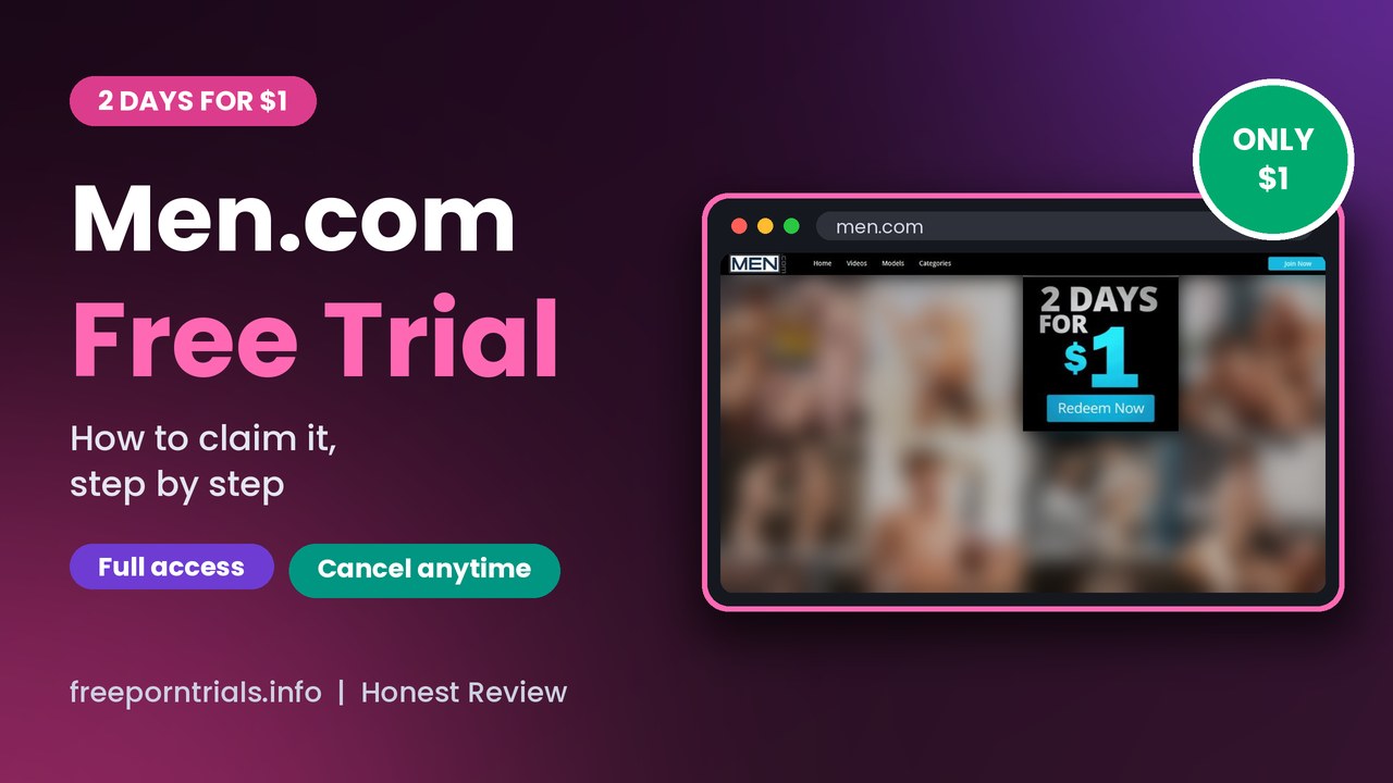 Men.com Men.com Free Porn Trial header showing the Men.com site and current offer