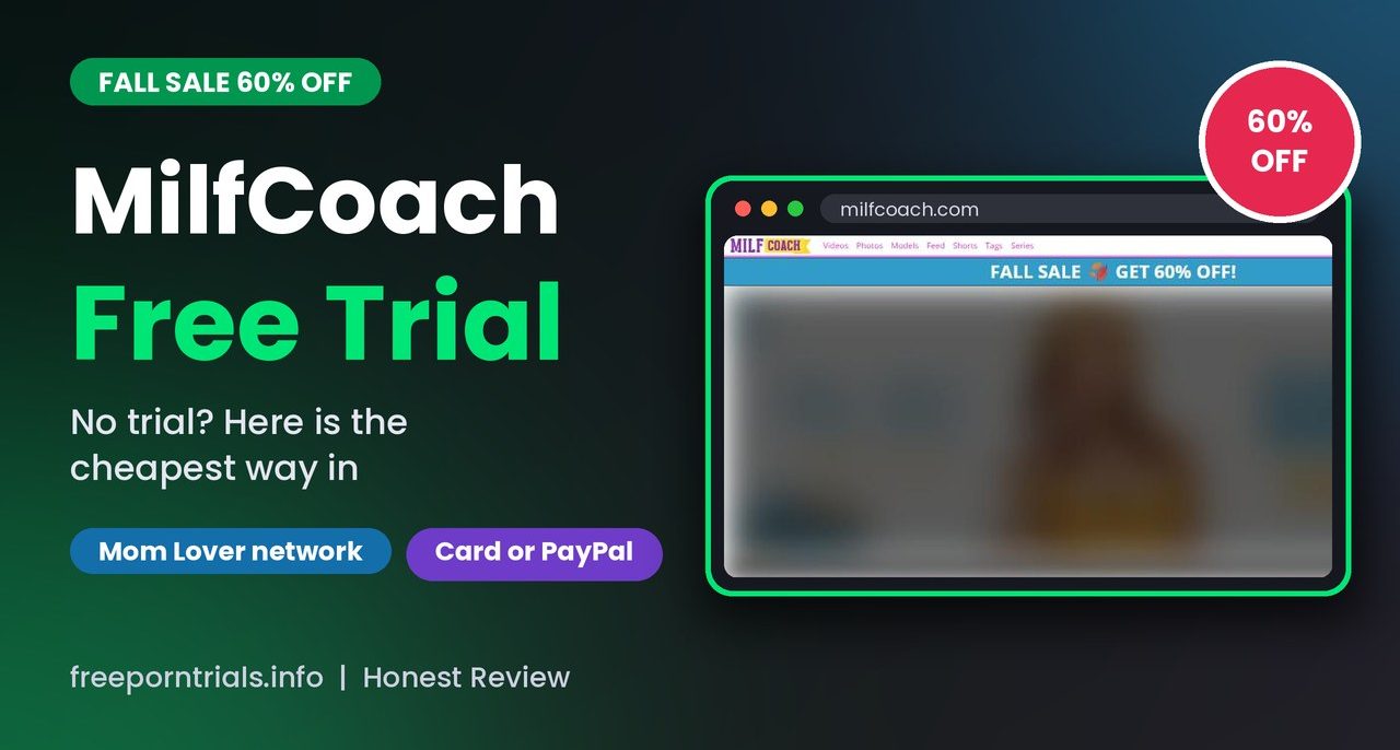 MilfCoach Free Trial MilfCoach Free Trial header showing the MilfCoach homepage and current deal