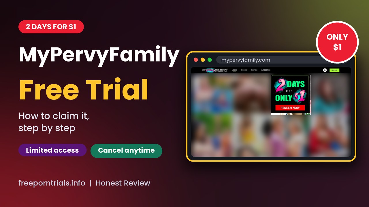 MyPervyFamily Free Porn Trial header showing the MyPervyFamily site and current offer