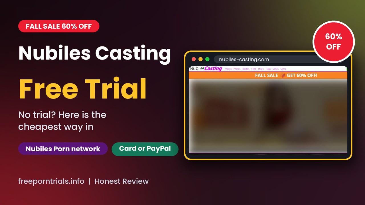 Nubiles Casting Nubiles Casting Free Porn Trial header showing the Nubiles Casting site and current offer