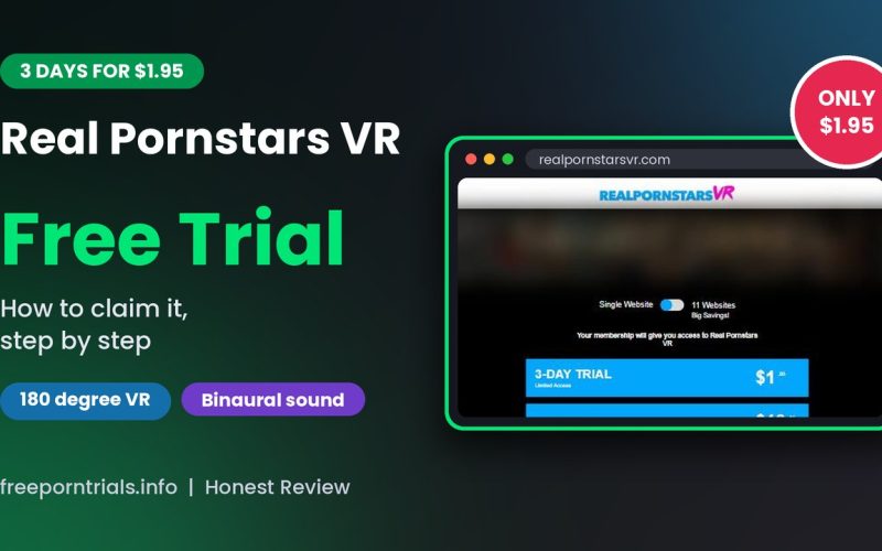 Real Pornstars VR Free Trial header showing the Real Pornstars VR join page and trial price
