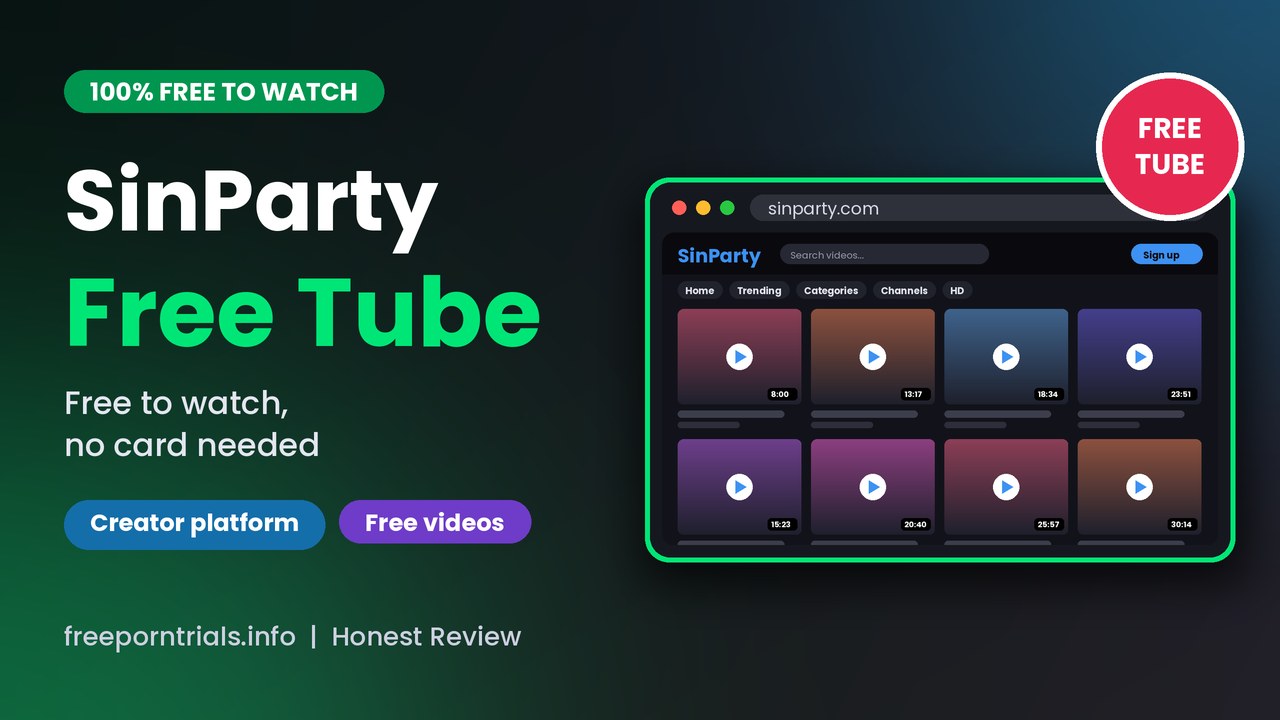 SinParty SinParty Free Porn Trial header showing the SinParty homepage