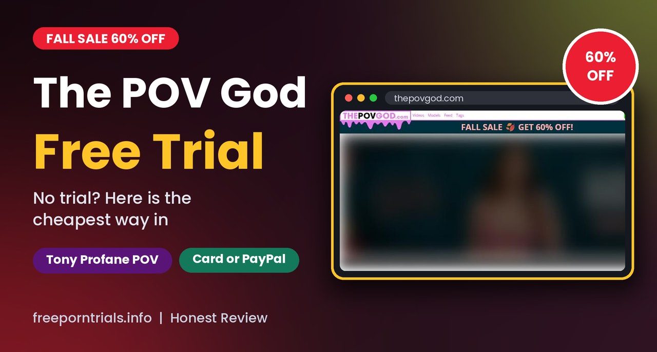 The POV God Free Trial header showing the The POV God homepage and current deal