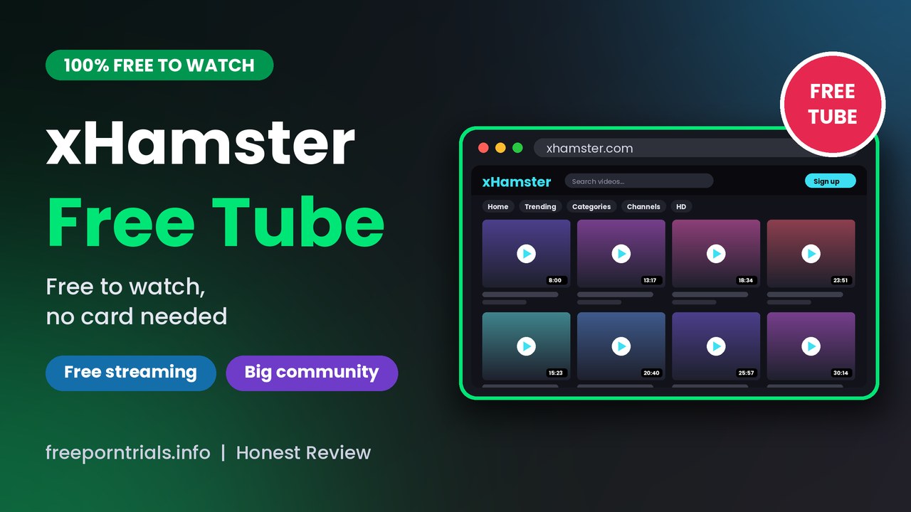 xHamster Free Porn Trial header showing the xHamster homepage
