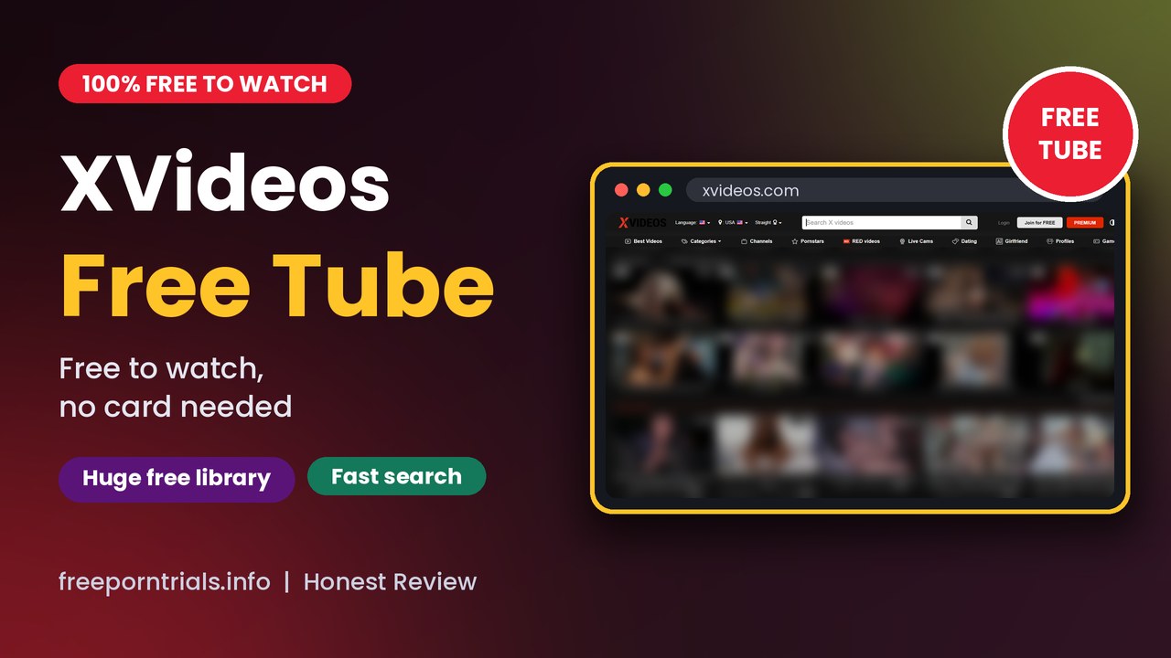XVideos Free Porn Trial header showing the XVideos homepage