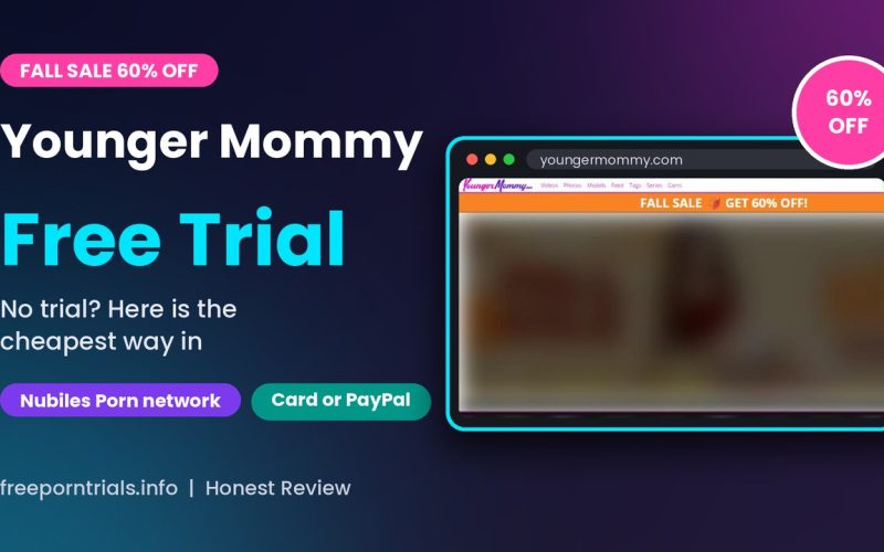 Younger Mommy Free Trial header showing the Younger Mommy homepage and current deal